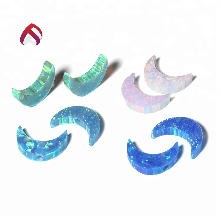 Best selling 7x11mm moon shape kyocera synthetic opal loose charms for buyers