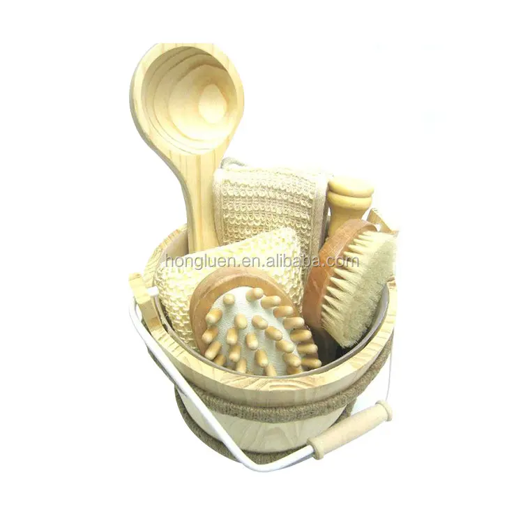 Promotional Shower Accessories Natural Wooden Bath Spa Gift Set for Baby Adult Shower