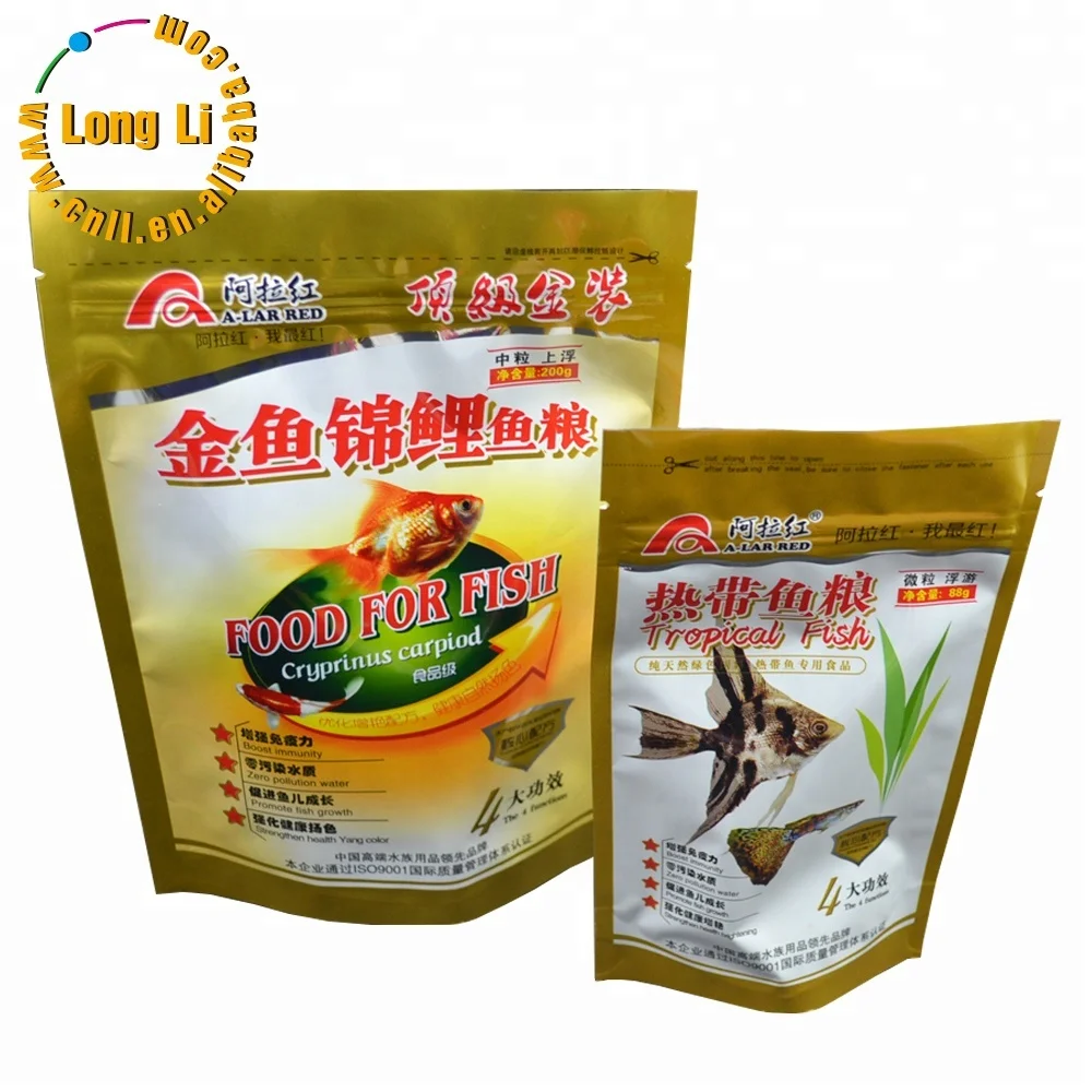 Wholesale custom plastic stand up product packaging bags fish food zipper packaging bag