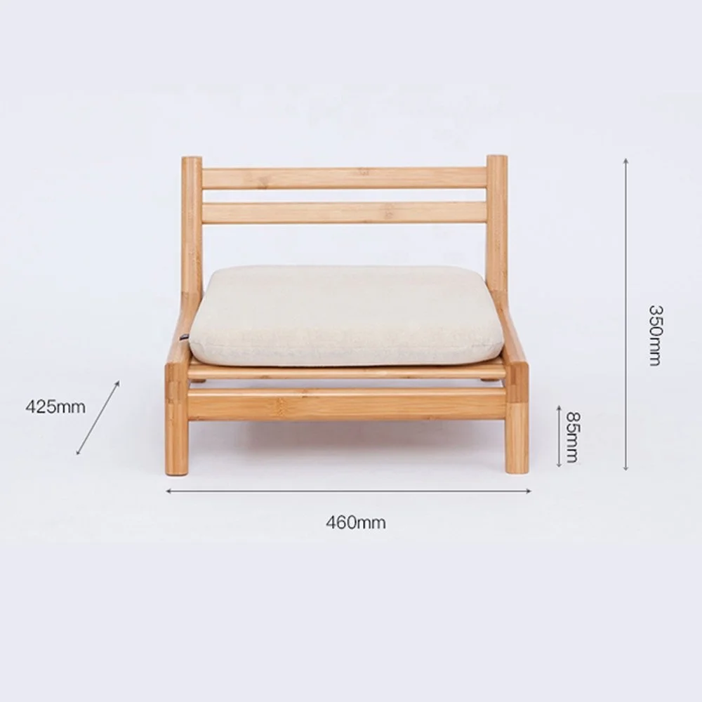 BAMBOO Floor Seat Chair for Living Room Japanese Balcony Chair with Cushion Accent Furniture