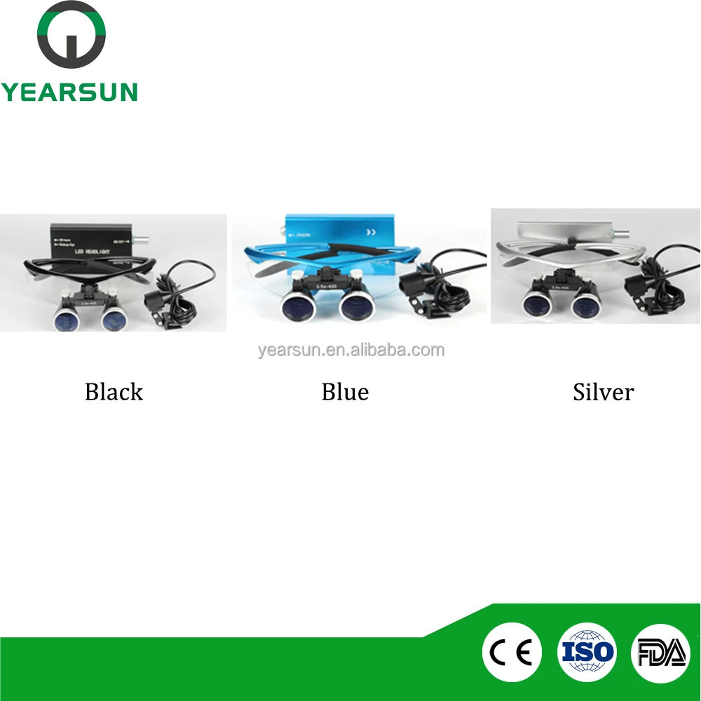 
YEARSUN 2.5X 3.5X medical surgical binocular loupes magnifying glasses with LED headlight 