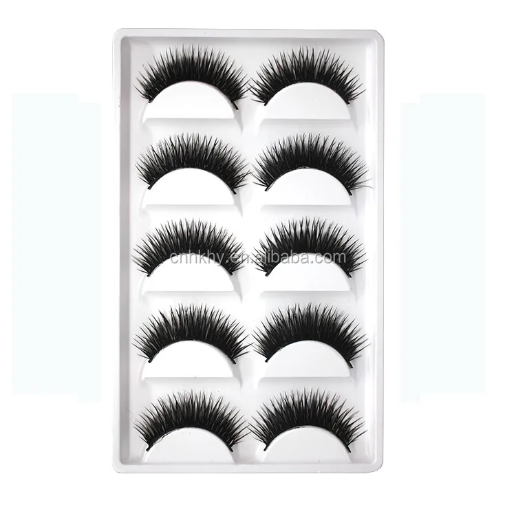 Cheap 5 Pairs Synthetic False Eyelashes Fake Colored Hair Extensions