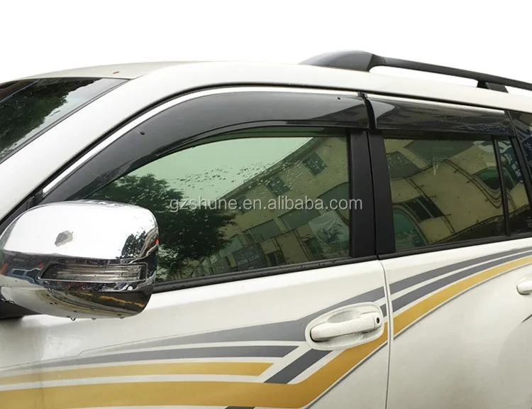 PC+ Stainless Steel Injection Vent Visor For Land Cruiser Prado FJ120 2700 4000 Window Deflectors Rain shield Auto accessories