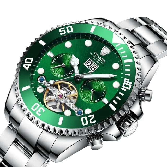 Роскошные Брендовые мужские автоматические механические часы Relojes Tevise T823 из нержавеющей стали