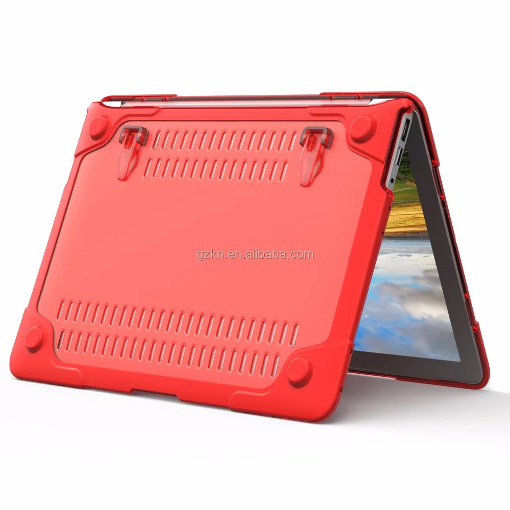 Rubberized plastic hard cover case shell for Macbook Air 13/Retina 12/Macbook Air 11 with strong stand