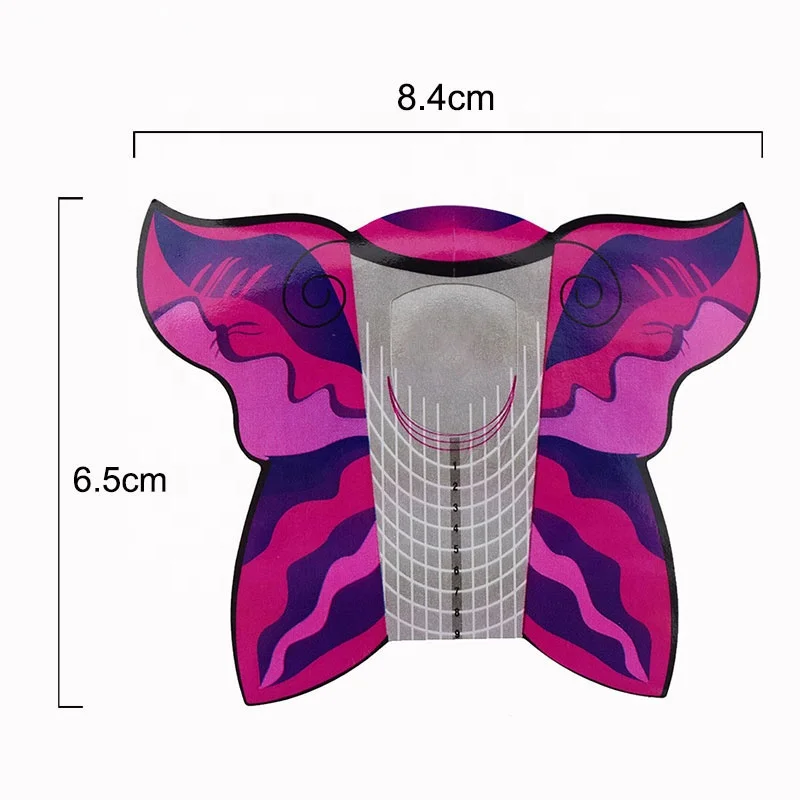 Top Quality Custom Logo 500 Pcs Per Roll Classic Butterfly Nail Art Guide Form Acrylic Tip Gel Extension Sticker