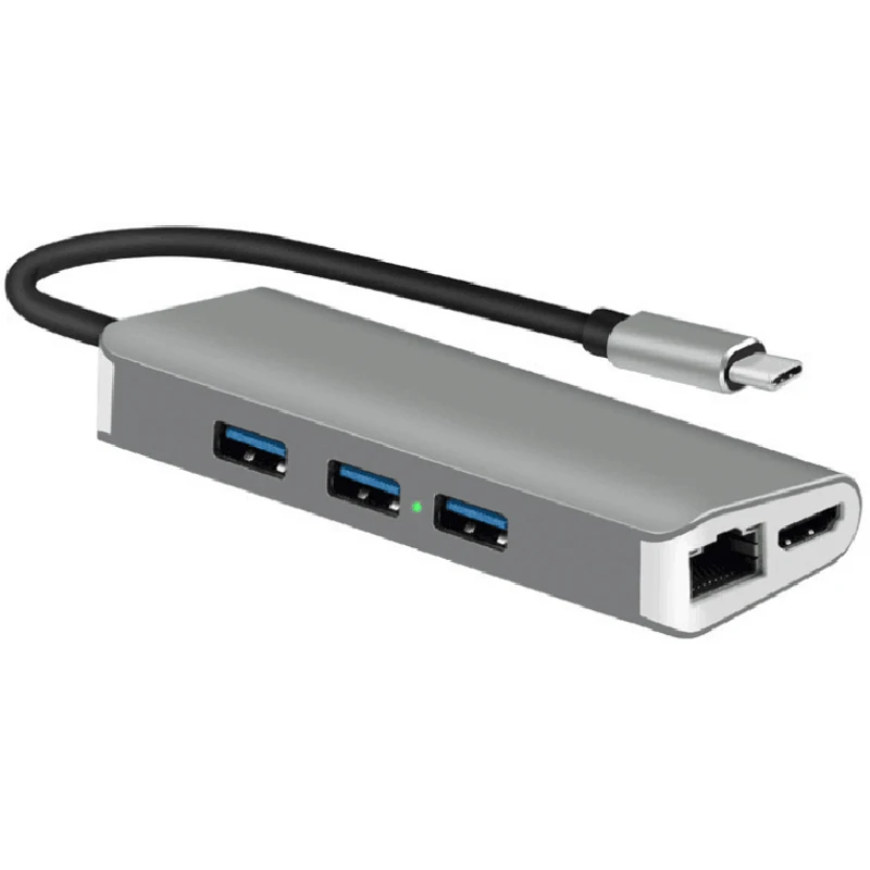 
USB 3.1 Type C Hub to UHD 4K HD-MI/USB3.0/SD/MicroSD/RJ45/8 in 1 Adapter 