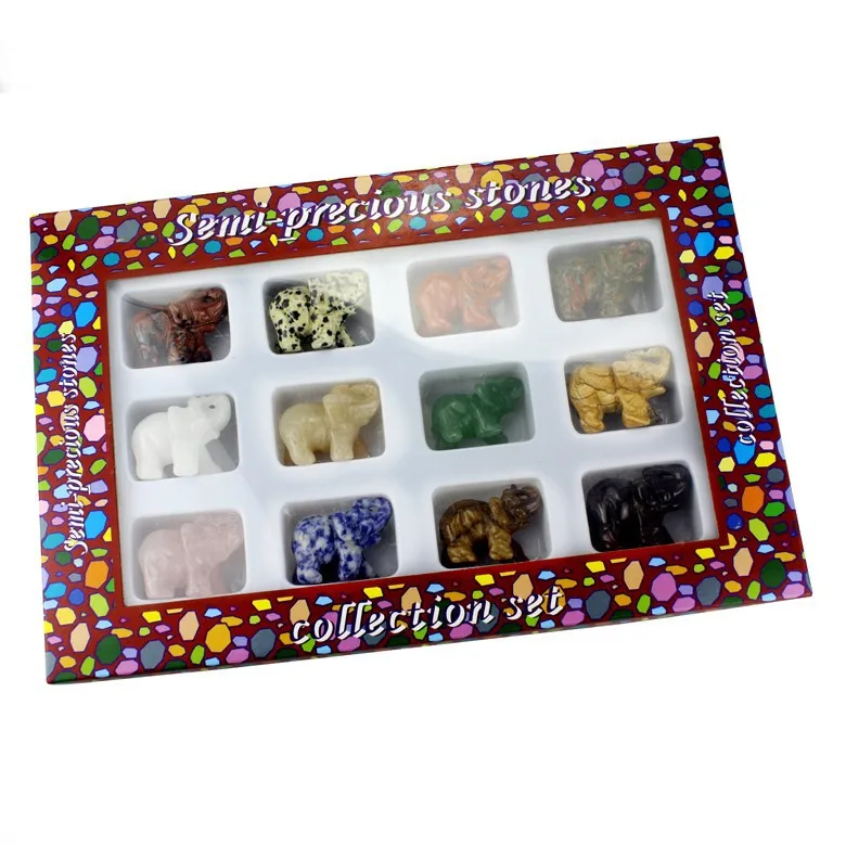  Оптовая продажа для детей возрастом от 1 до десятков микс резьба драгоценный камень Слоник 38x20x10 мм 5 дюймов фигурка животного