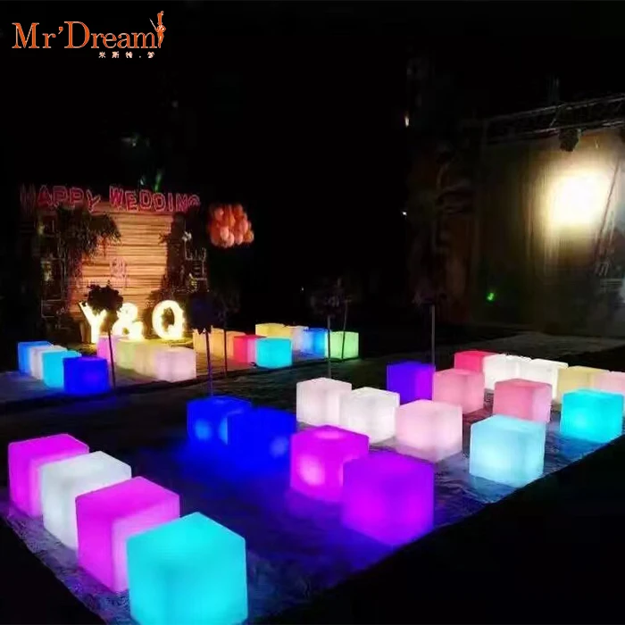 Waterproof Led Lighting Seat Outdoor Led Cube Light Supplier Hot Sale PE Foshan Bar Furniture Bar Chair Plastic Modern 16 Colors