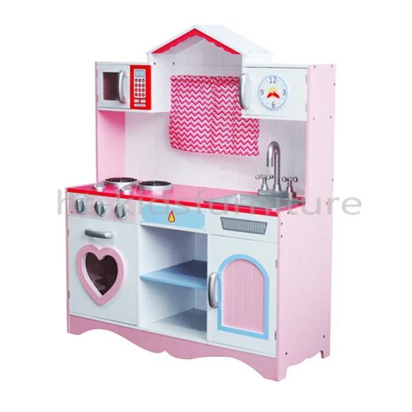 82X30X100cm 3 Years Above MDF Kids Wooden Toy Kitchen Set With ABS Plastic Sink And Faucet Accessories