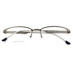 Mens Square Eyebrow Metal Optical  Frame with Demo Lenses Stainless Steel eyeglasses 2703