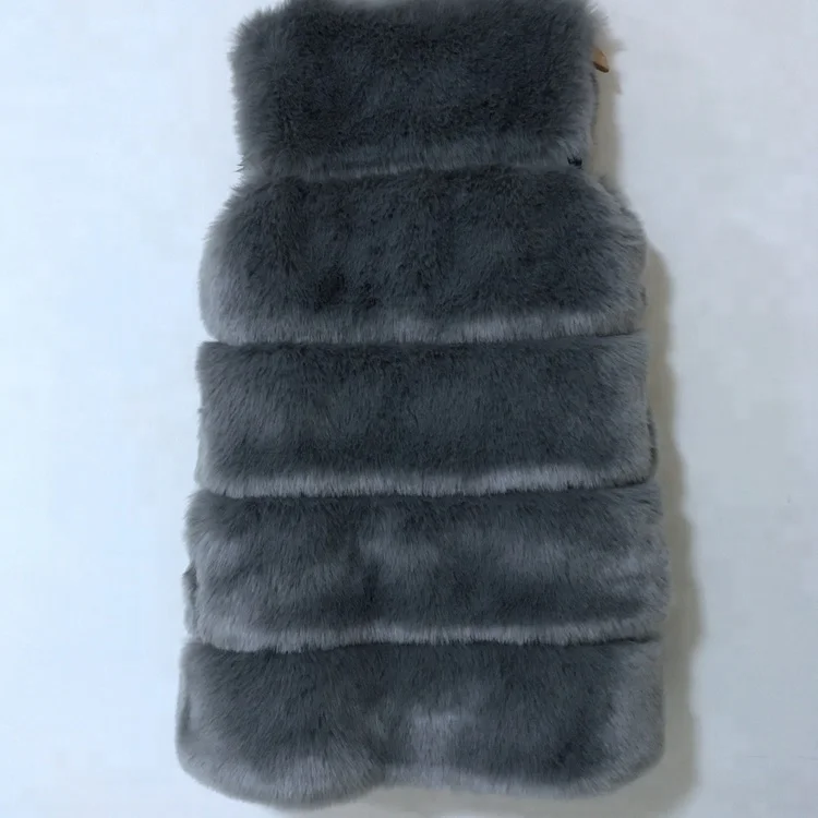 Rabbit fur vest 90 length lady long style coat with low price