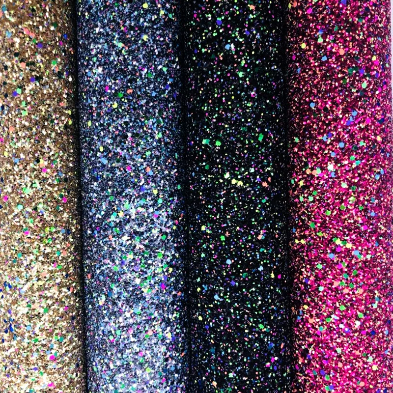 (BY4056) Sparkly Mixed Colors Chunky Glitter Leather Fabric For Making Evening Bags