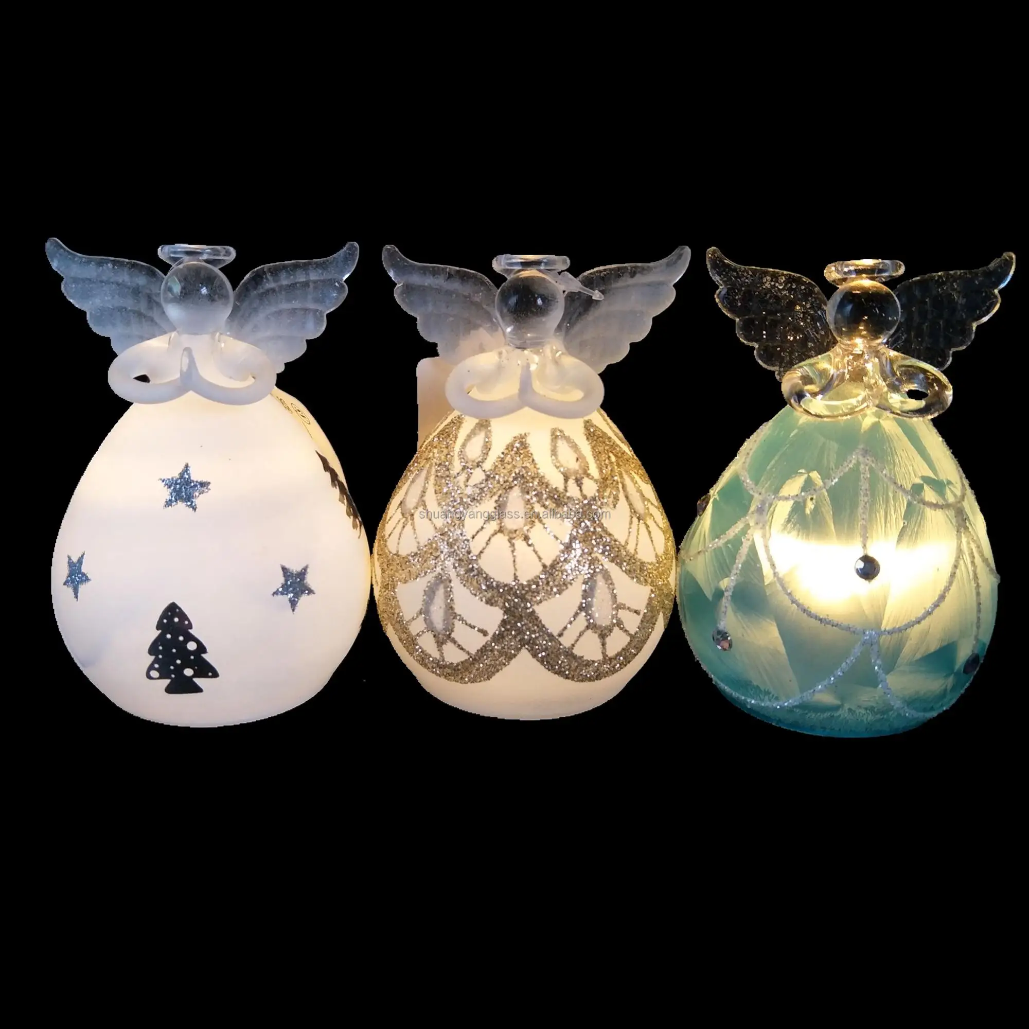 Wholesale Hand drawn Christmas angle LED  glass angel decorations (60723546205)