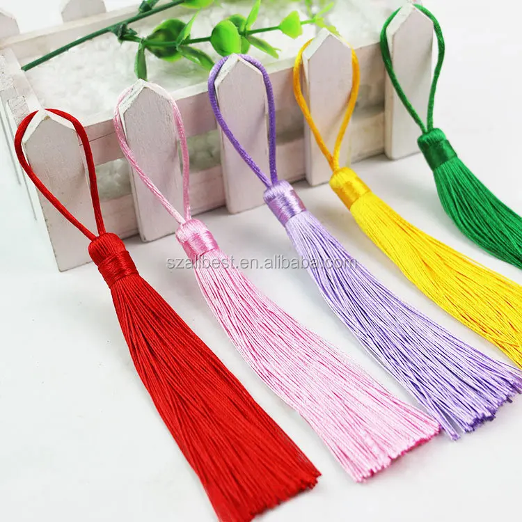 
custom keychain decoration small book mark thick rayon tassel 