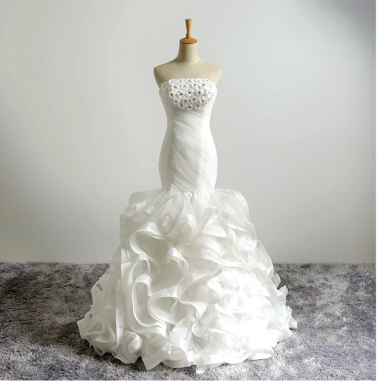 
Sexy Strapless mermaid Wedding Dress Bridal Gown 2017 