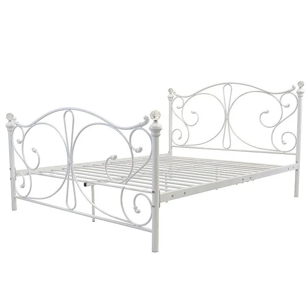 hot sell white black double queen crystal finials metal bed frame