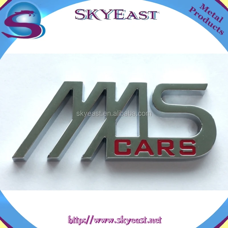High Shiny Silver Polished Enamel Branded Metal Car Logo Plates