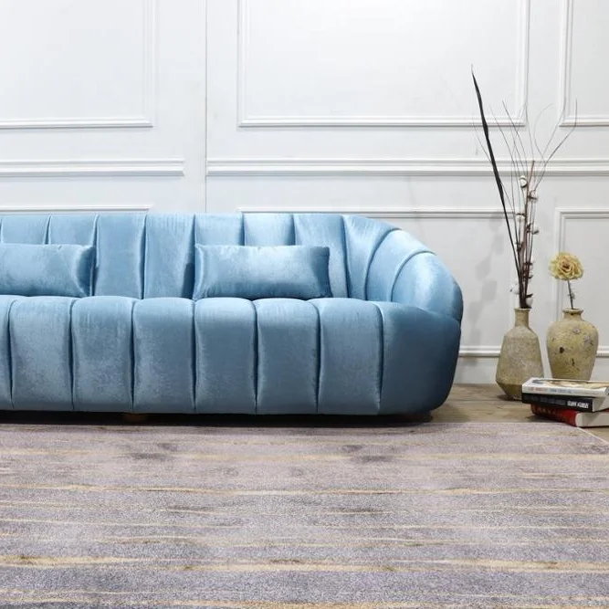 Modern living room three to four seater grand velvet fabric concise style sofa
