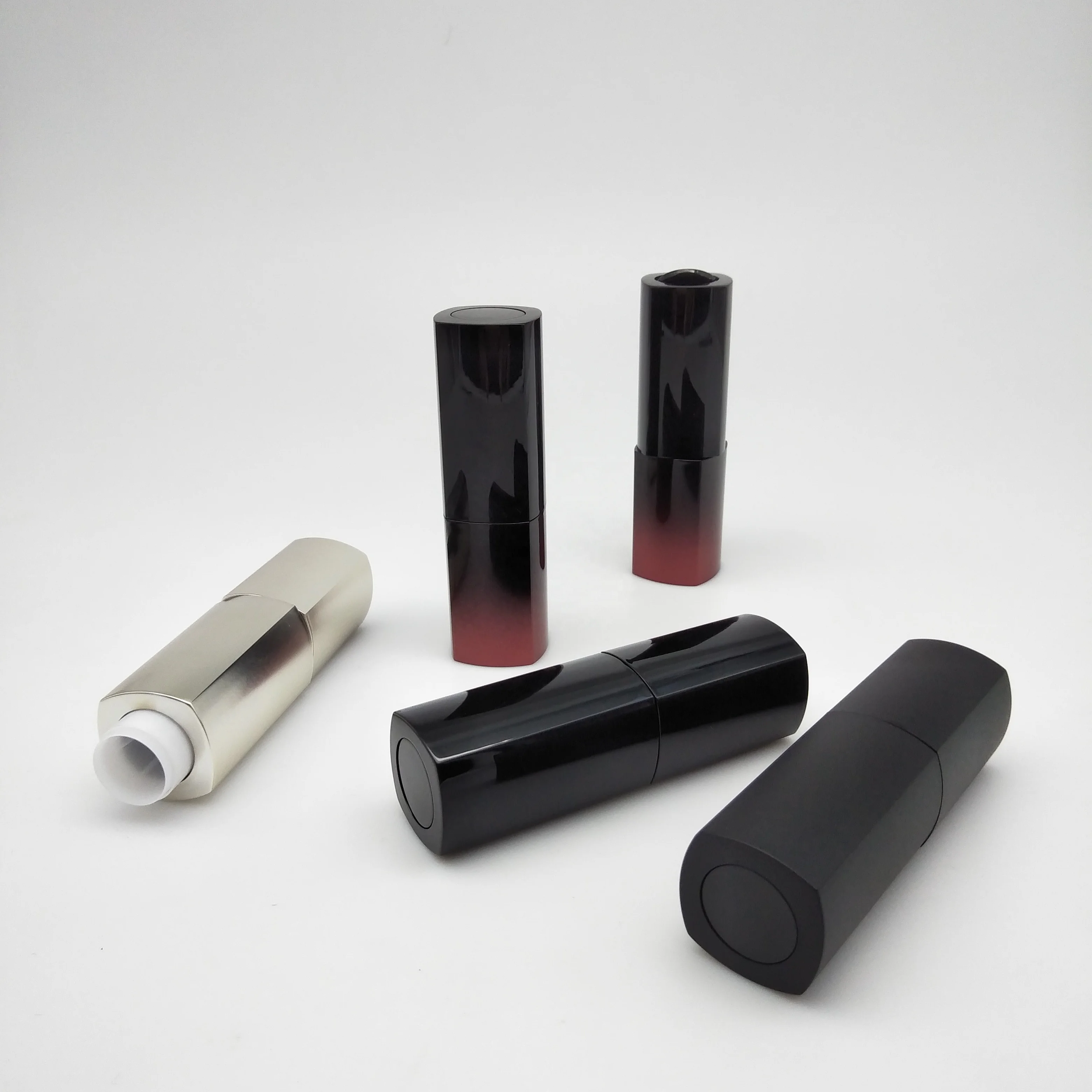 
Newest unique beauty empty square plastic custom printed lipstick tube 
