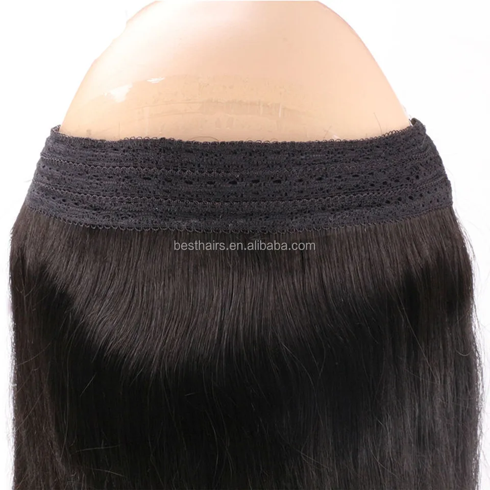 Invisible Wire Headband Hair Extensions 100g Unprocessed Brazilian Virgin Straight Human Hair Piece Fish In Hair Weave