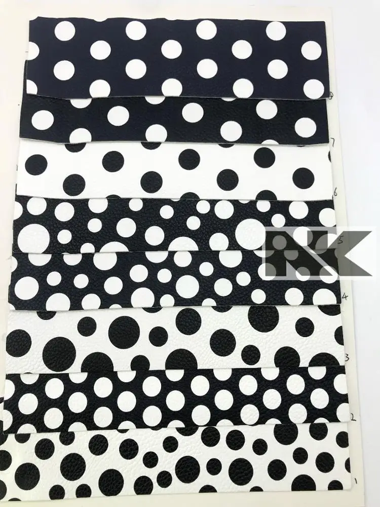 P163 кожа под заказ мягкая личи черно-белая в горошек искусственная кожа PU для сумок, сумок, аксессуаров, крафт-принадлежностей