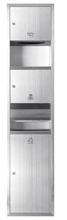Paper towel dispenser, embedded electric hand dryer machine, waste bin combination
