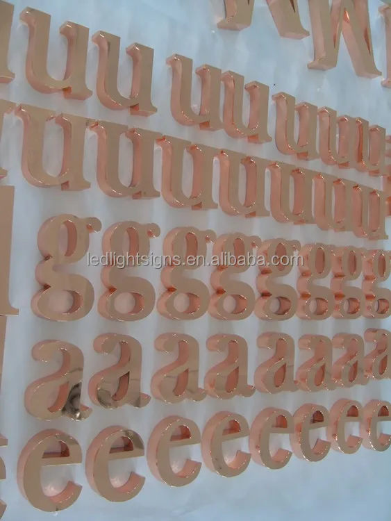 Popular rose gold titanium coating plating finish stainless steel metal light letters solar powered led signs led sign for bus