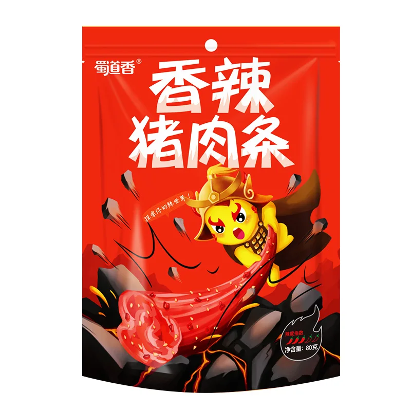 ShuDaoXiang 80g Per Bag 170Bags Per Carton Chinese Spicy Pork Strip Snacks