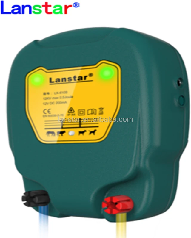 10km Electric Fence Energizer / Charger / Controller for Cattle and Other Animals, Solar Battery or AC Mains Power IP55