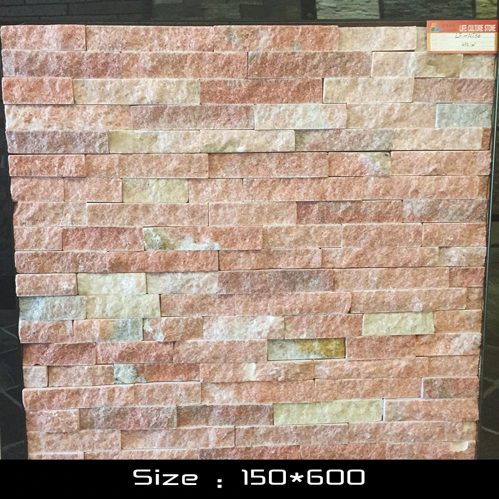 Antacid Pink Natural Stone Slate Slab Wall Cladding for exterior