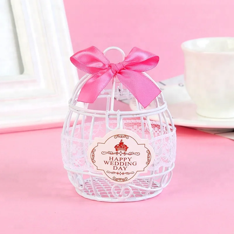 Wedding Candy Favor Box White Style Iron Art Bird Cage Chocolate Box