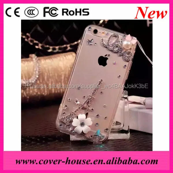 Прекрасный 3D Алмазный Эйфелева Башня ТПУ PC Обложка Чехол для iPhone 6 6 S 6 6 S PLus