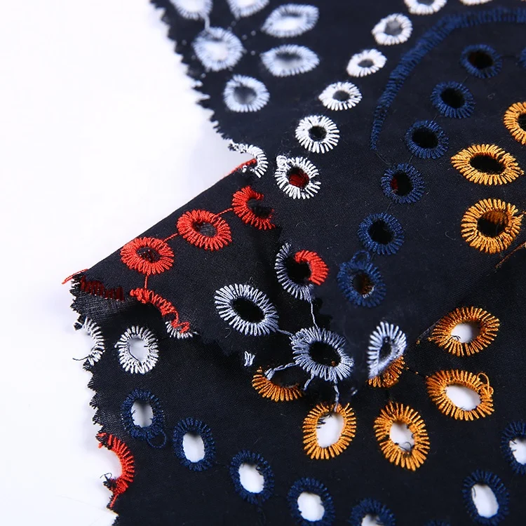 Фабричная дешевая оптовая продажа, хлопковая вуаль с зубчатыми ушками, сетчатая ткань с вышивкой, Модная трикотажная ткань с индивидуальным цветом, TUV