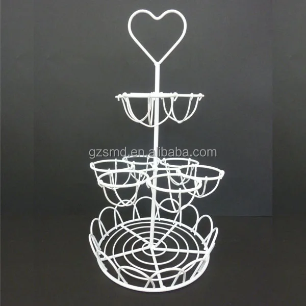 Kitchen 3 Tiers Metal Wire Egg Holder Stand with Storage Basket