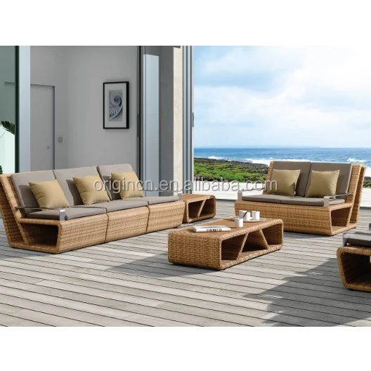 Turkey style metallic armrest designed balcony sectional sofa set wicker resin outdoor furniture (60491226352)