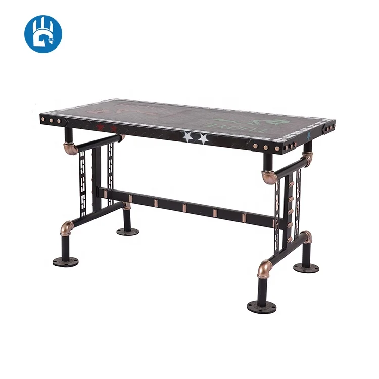 China wooden top vintage antique industrial coffee crank dining table