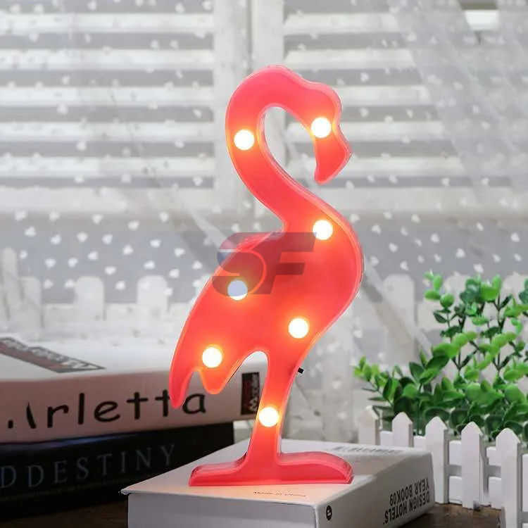Hot Selling LED Plastic Pink Flamingos Model Lamp Decorate Creative Pendant Led Night Light Kids Room