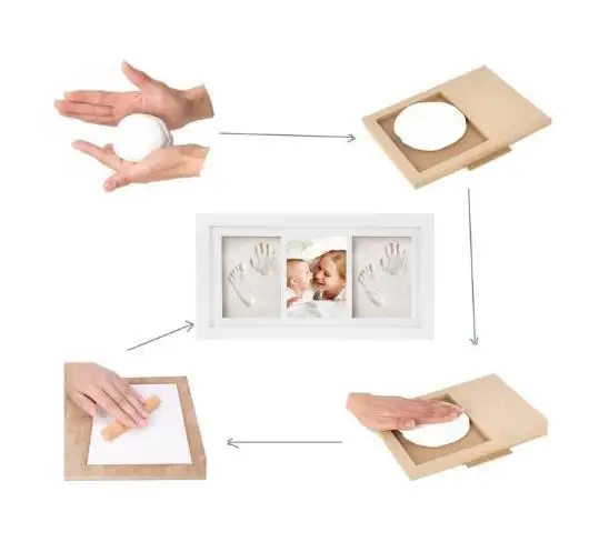 Wholesale hot picture frame baby hand footprint baby hand print solid wood frame