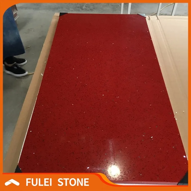 Wholesale Composite Red Sparkle Quartz Stone Countertop Price India