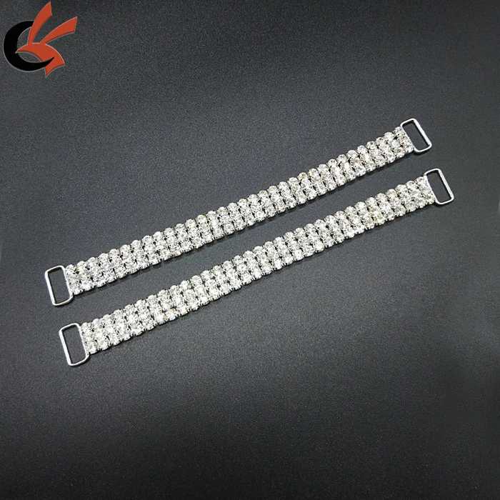 Wholesale 3-Row Rhinestone Bikini Connector Metal Alloy Buckles With Crystal Rings for Garments Bags Bikini