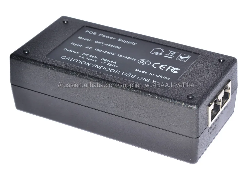 PoE инжектор гигабит 24Vdc 48W адаптер PoE пассивный сплиттер PoE для камеры CCTV / PoE коммутатор / IP-телефон