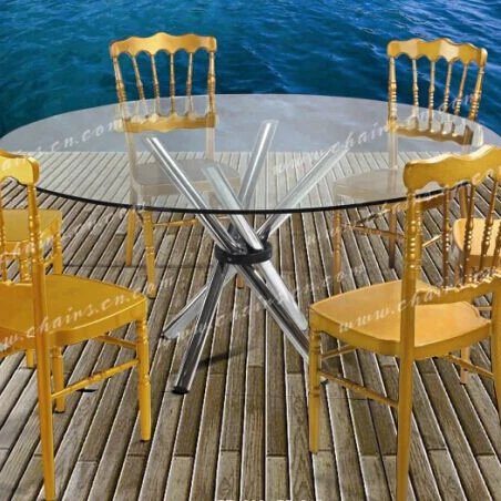 
wedding furniture steel base folding glass wedding table and chairs 