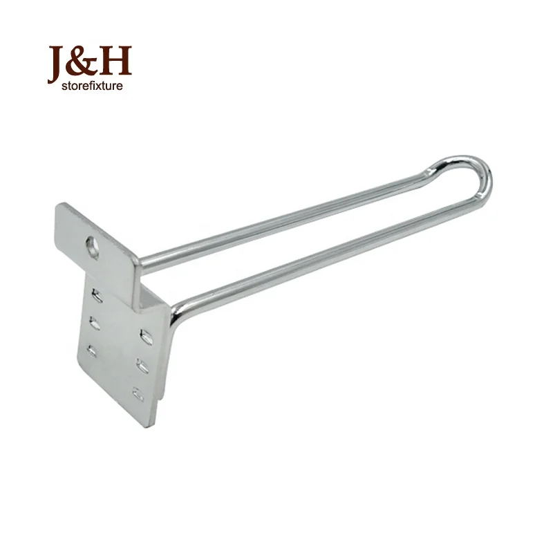 J&H Storefixture Heavy Duty Metal Double Wire Loop Hook Steel Euro Chrome Slatwall Panel Display Hooks