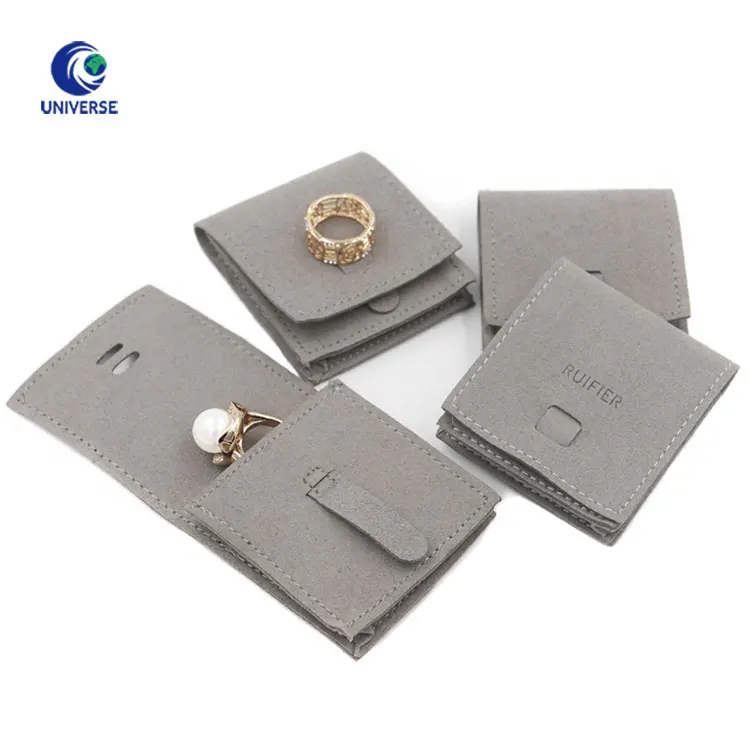 
Wholesale Luxury Small Flap Gift Embossed Suede Leather Jewellery Envelop Pouch 