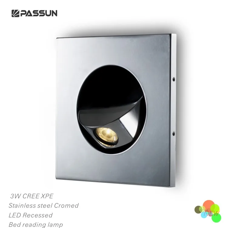 3W reading lamp from PASSUN lighting with hidden switch in black