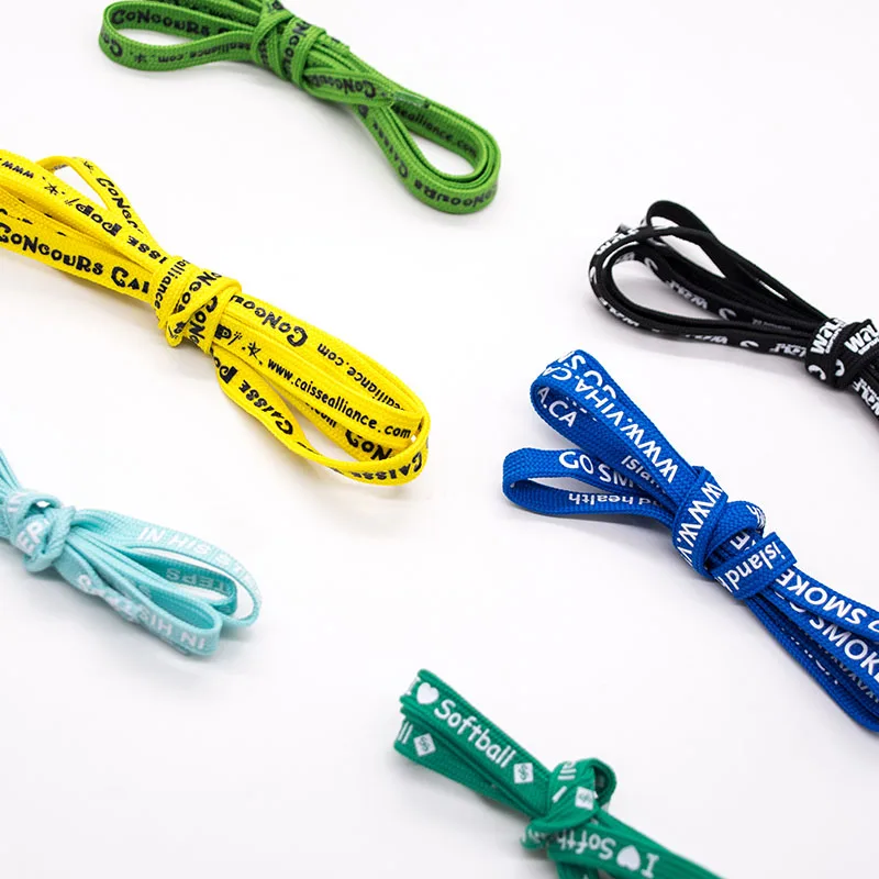 Different tips Colorful Custom Wholesale Flat Shoe Laces for Sneakers with logo