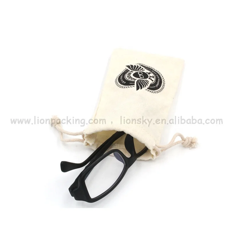 Сумка для очков на шнурке с логотипом на заказ, длинная сумка для очков из органического хлопка, сумка для солнцезащитных очков