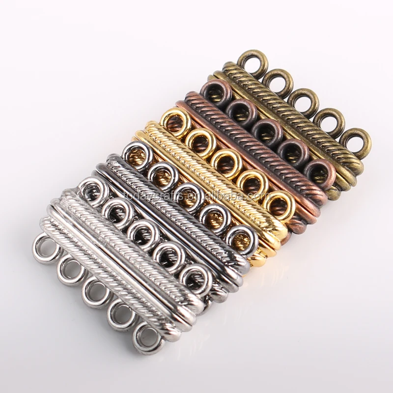 High Quality silver gold rose gold plated Slide Lock Clasps  5 Multi Strand Necklace Clasp