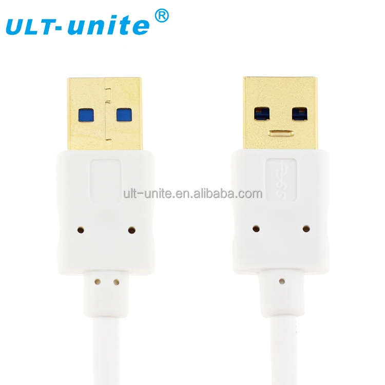 USB3.0 Male to Male Cable, White, Plug Gold Plated Sheath, OD=4.0mm, L=0.3m